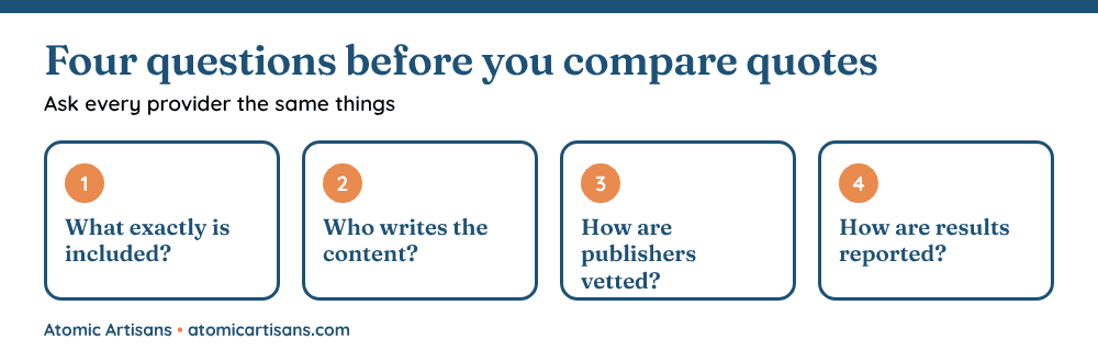 Four questions to ask before comparing link building quotes